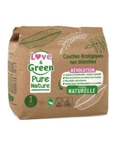 Love & Green Pure Nature Couches Écologiques Non Blanchies T1 x 32 