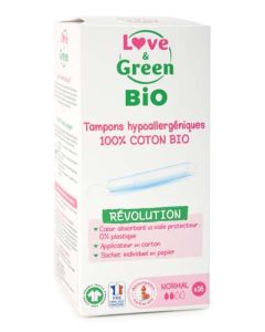 Love & Green Bio Tampons Hypoallergéniques Avec Applicateur Normal x 16 