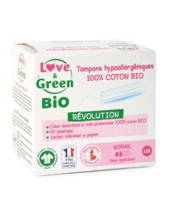 Love & Green Bio Tampons Hypoallergéniques Digitaux Normal x 16