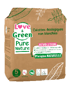 Love & Green Pure Nature Culottes Écologiques Non Blanchies– Certifiées Ecolabel Taille 5 x 18