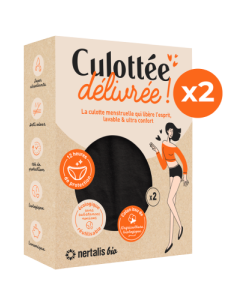 Nertalis Bio Culotte Menstruelle Noire Flux Moyen Taille M x2