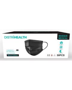 Distrihealth Masques Chirurgicaux Jetables Type II - Noirs x50 Masques