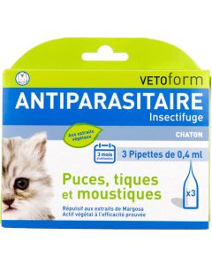 Vetoform Pipette Antiparasitaire Chaton 0,4ml x3