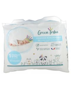 Green Tribu Couches Écologiques Nouveau-Né Taille 1 (2-5kg)