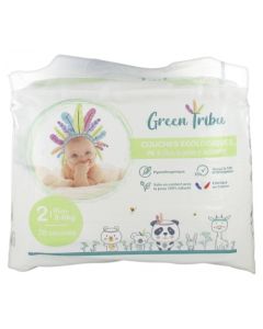 Green Tribu Couches Écologiques Mini Taille 2 (3-6kg)
