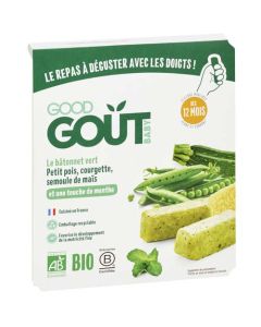 Good Goût Le Bâtonnet Vert : Petit Pois, Courgette, Semoule de Maïs 120g