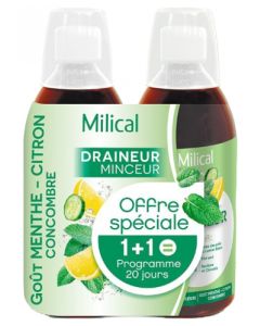 Milical Draineur Ultra Menthe Citron Solution Buvable 500ml X2