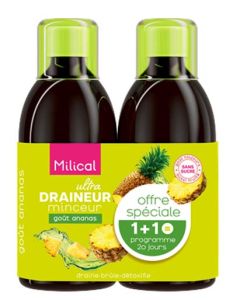 Milical Ultra Draineur Minceur Goût Ananas 2x500ml