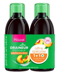 Milical Ultra Draineur Minceur Goût Thé Vert Peche 2x500ml