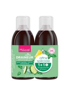 Milical Ultra Draineur Minceur Goût Menthe Citron Concombre 2x500ml