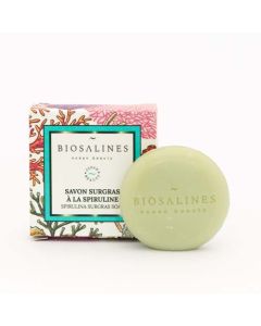 Biosalines Savon Surgras à Spiruline Format Voyage 20g