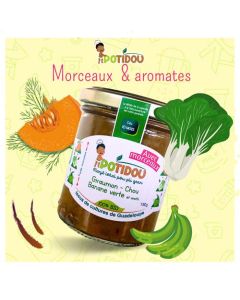 Potidou Petit Pot Bébé Giraumon Chou Banane Verte Aromate 190g