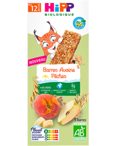Hipp Mon Gouter Plaisir Barre Avoine Pêches Bio 20g x5