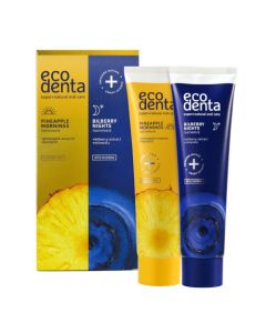 Ecodenta Kit 2-en-1 Dentifrice Matin Ananas et Dentifrice Soir Myrtille 75ml