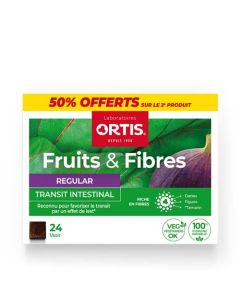 Ortis Duo Fruit & Fibres Regular Transit Intestinal 2x24 cubes Offre -50% sur le 2ème