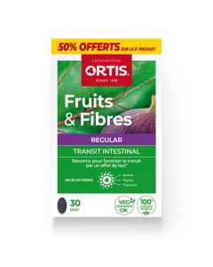 Ortis Duo Fruits & Fibres Regular Transit Intestinal 2x30 Comprimés Offre -50% sur le 2ème