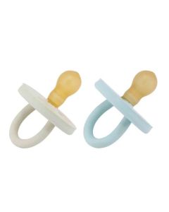 Hevea Lot de 2 Tétines Rondes 0-3 mois couleur Sage/Demin