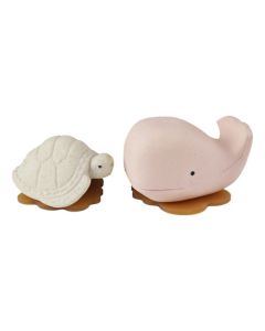 Hevea Set de 2 Jouets Bain Tortue/Baleine Rose/Vanil x2