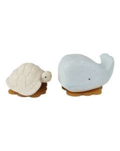 Hevea Set de 2 Jouets Bain Tortue/Baleine Bleu/Vanil x2