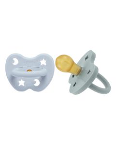 Hevea Tétine Ronde 3-36 mois couleur Grey/Blue x2
