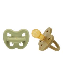 Hevea Tétine Ronde 3-36 mois couleur Hunter/Olive x2