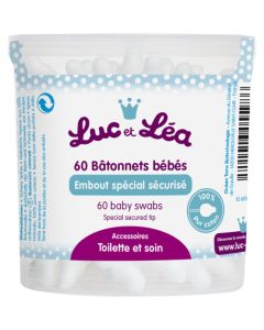 Luc et Léa Bâtonnets ouatés embout bébé sécurisé boîte de 60