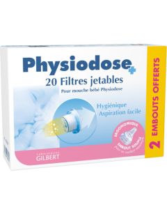 Physiodose 20 Filtres Jetables + 2 Embouts Pour Mouche Bébé