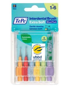 Brossettes Interdentaires Éco-Responsables Extra Souple assortiment toutes tailles (orange-violet)