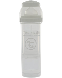 Twistshake Biberon Anticolique Blanc 330ml + Boite Doseur Lait