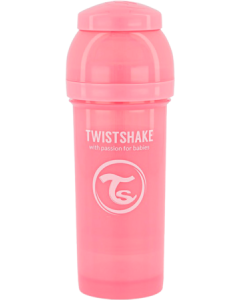Twistshake Biberon Anticolique Rose Pastel 260ml + Boite Doseur Lait
