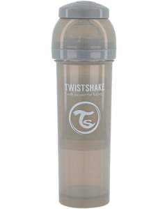 Twistshake Biberon Anticolique Gris Pastel 330ml + Boite Doseur Lait