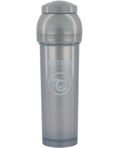 Twistshake Biberon Anticolique Gris Nacre 330ml + Boite Doseur Lait