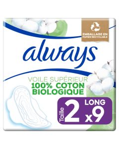 Always Cotton Protection Serviette Ultra Long Avec Ailettes Taille 2 Sachet 9