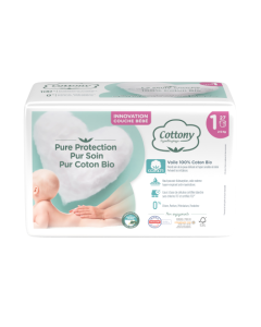 Cottony Couches Bébé T.1 (2-5kg) Paquet de 27 couches
