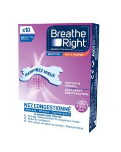 Breathe Right Bandelettes Nasales Sensitive Taille Moyenne X10