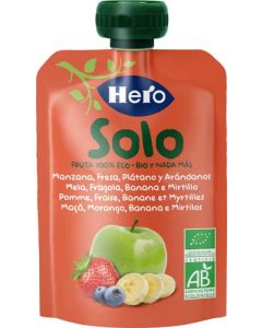 Hero Solo Gourde Bio Pomme Fraise Banane & Myrtille 100g