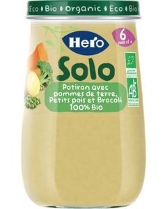 Hero Solo Petit Pot Bio Potiron Pomme de Terre, Petits Pois & Broccoli 190g