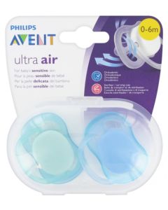 Avent Ultra Air 0-6 mois Vert et Bleu 2 sucettes