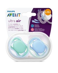 Avent Ultra Air 6-18 mois Bleu et Vert 2 sucettes 