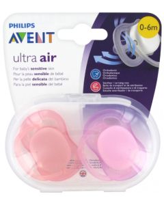 Avent Ultra Air 0-6 mois Rose et Mauve 2 sucettes