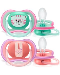 Avent Ultra Air Sucette Silicone +18mois Girl Vert 2 sucettes 