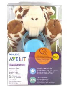 Avent Ultra Soft Sucette 0-6 mois + Attache-Sucette Girafe 