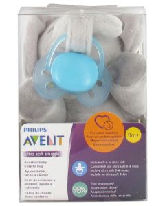 Avent Ultra Soft Sucette 0-6 mois + Attache-Sucette Elephant