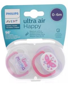 Avent Ultra Air Happy Sucettes orthodontiques 0-6 mois lot de 2