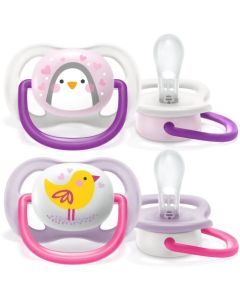 Avent Ultra Air Animals Sucettes Orthodontiques Silicone 0-6 Mois Lot de 2