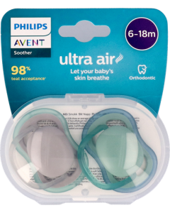 Avent Sucette Ultra Air Mixte Silicone Couleur 6/18mois X2