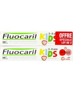Fluocaril Kids Dentifrice 3-6ans Fraise 2x50 ml