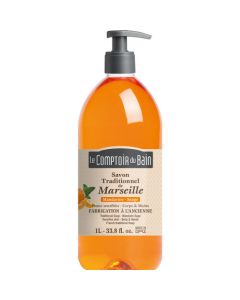 Le Comptoir du Bain Savon traditionnel de Marseille Mandarine sauge 1L