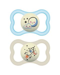 MAM Sucette Suprême Nuit à partir de 6 mois - Silicone- Lot de 2 - Boîte Stérilisation