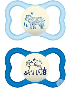 MAM Sucette Suprême Nuit à partir de 18 mois - Silicone- Lot de 2 - Boîte Stérilisation
